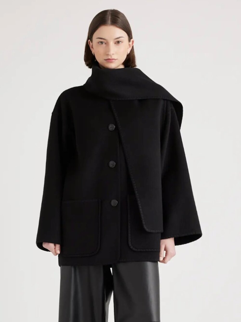 QUINCE Double-Faced Merino Wool Scarf Coat Size Medium